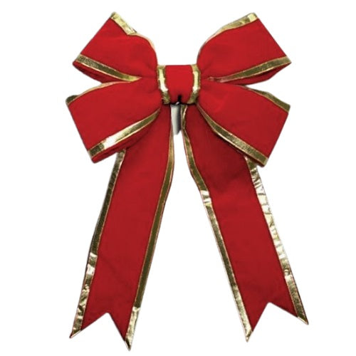 Deluxe Velvet 24" Bow – Red with Gold Trim