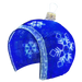 12FT Blue and Cool White Walkthrough Ornament decorated with snowflakes in a yard setting