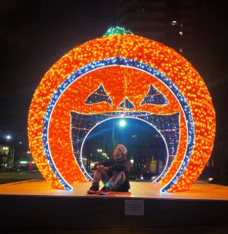 12FT Walkthrough Pumpkin illuminated arch for fall and Halloween decorations
