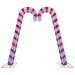 14FT Candy Cane Walkthrough Arch illuminated with red and white LED lights outdoors
