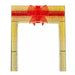 14FT Gold Gift Box Walkthrough Arch decorated with warm white lights and illuminated red bow