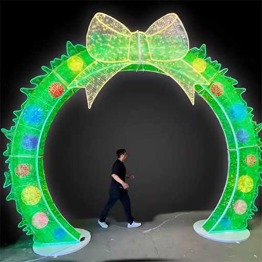 14FT Multi-Color Wreath Walkthrough Arch Christmas Display