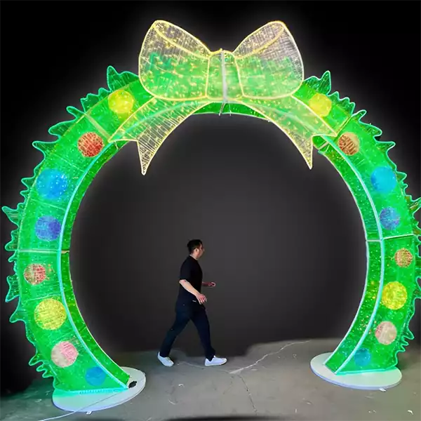 14FT Multi-Color Wreath Walkthrough Arch Christmas Display