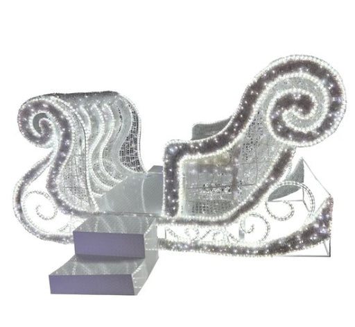 8FT Santa Sleigh Lighted Display with Tinsel Outdoor Christmas Decoration