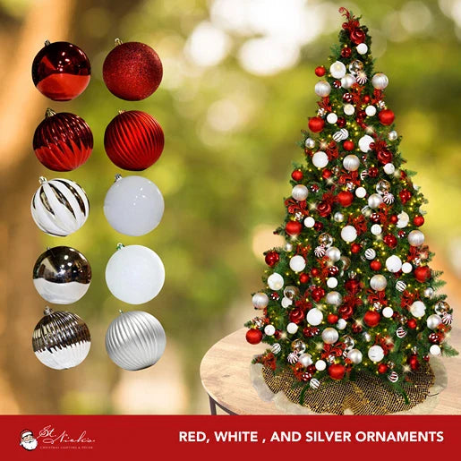 9-foot pre-decorated green PVC Christmas tree for holiday decorating