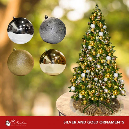 9-foot pre-decorated green PVC Christmas tree for holiday decorating