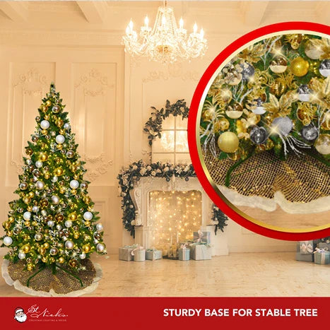 9-foot pre-decorated green PVC Christmas tree for holiday decorating