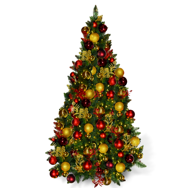 9-foot pre-decorated green PVC Christmas tree for holiday decorating
