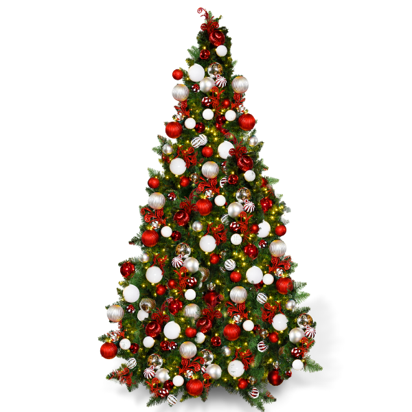 9-foot pre-decorated green PVC Christmas tree for holiday decorating