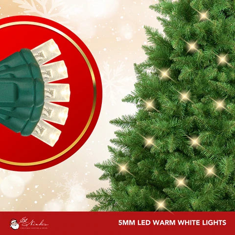 9-foot pre-decorated green PVC Christmas tree for holiday decorating
