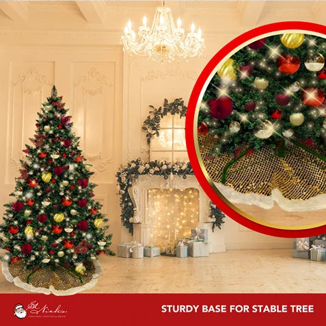 9-foot pre-decorated green PVC Christmas tree for holiday decorating