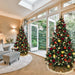 9-foot pre-decorated green PVC Christmas tree for holiday decorating