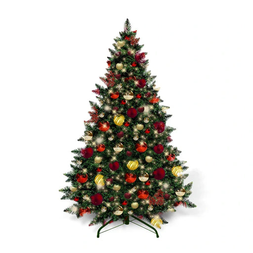 9-foot pre-decorated green PVC Christmas tree for holiday decorating