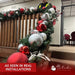 9 foot by 14 inch pre-decorated green garland with red, white, and silver ornaments and warm white LED lights