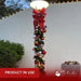 9 foot by 14 inch pre-decorated green garland with red, white, and silver ornaments and warm white LED lights
