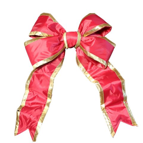 Deluxe Nylon 24" Red Bow with Gold Trim for Holiday Decoration