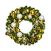 Gold and Silver Pre-Decorated Christmas Wreath illuminated with warm white lights