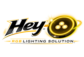 The official Hey-O RGB Lighting logo representing a modern permanent lighting brand specializing in RGB roofline lighting, permanent holiday lighting, and architectural exterior lighting systems.