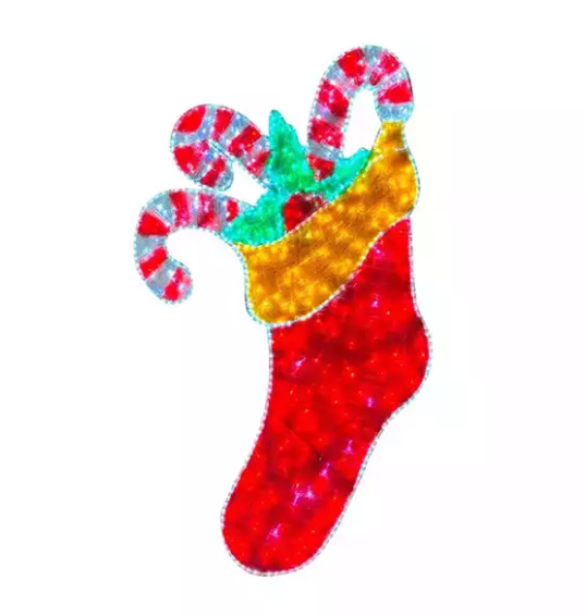 4ft Double-Sided Holiday Stocking Pole Mount with bright LED lights