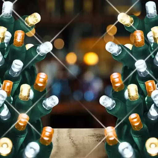 LED Mini Lights 5MM Amber, Warm White, Cool White Twinkle on Green Wire with 6 Inch Spacing