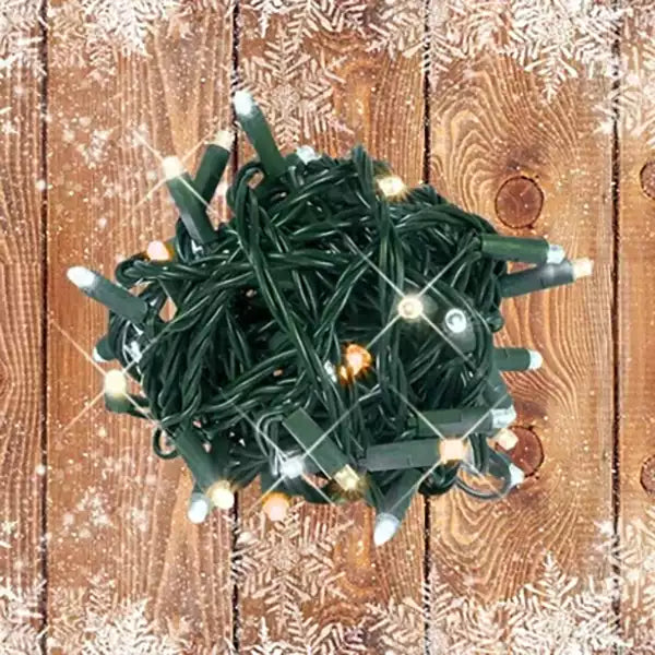 LED Mini Lights 5MM Amber, Warm White, Cool White Twinkle on Green Wire with 6 Inch Spacing