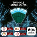 LED Mini Lights 5MM Aqua Twinkle Green Wire with 6 inch spacing, 50 bulbs per 25 ft strand