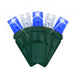 LED Mini Lights 5MM Blue and Cool White Twinkle on Green Wire with 6 Inch Spacing