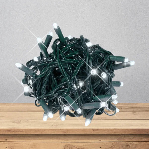 LED Mini Lights 5MM Cool White Twinkle Green Wire with 6 inch spacing