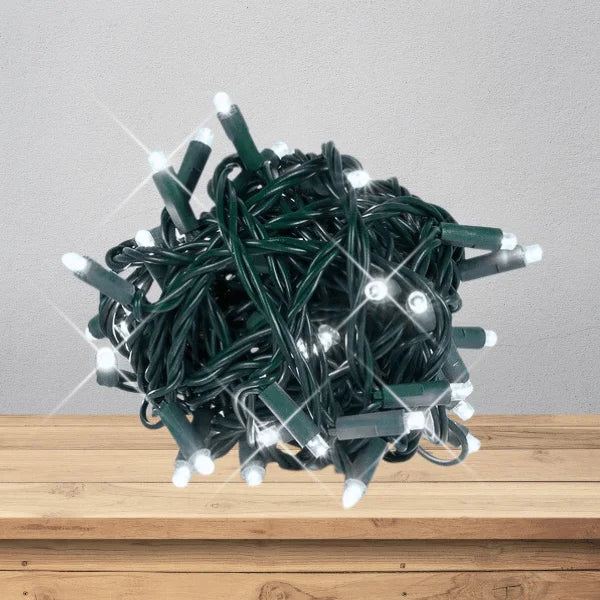 LED Mini Lights 5MM Cool White Twinkle Green Wire with 6 inch spacing