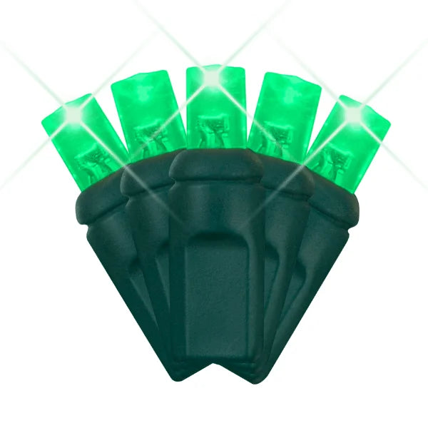 LED Mini Lights 5MM Green Twinkle on Green Wire with 6 Inch Spacing
