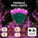 LED Mini Lights 5MM Pink Twinkle Green Wire with 6 inch spacing on green wire strand