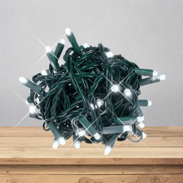 LED Mini Lights 5MM Pure White Twinkle on Green Wire with 6 Inch Spacing