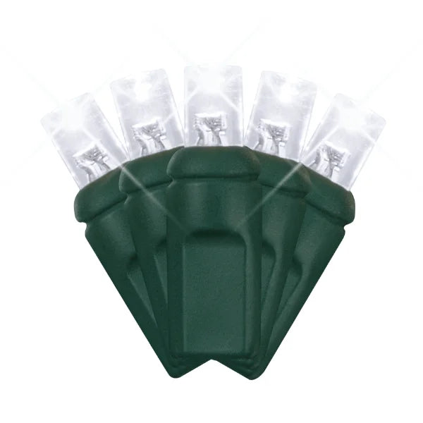 LED Mini Lights 5MM Pure White Twinkle on Green Wire with 6 Inch Spacing