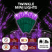 Close-up view of LED Mini Lights 5MM Purple Twinkle on green wire with 6 inch spacing