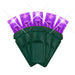 Close-up view of LED Mini Lights 5MM Purple Twinkle on green wire with 6 inch spacing