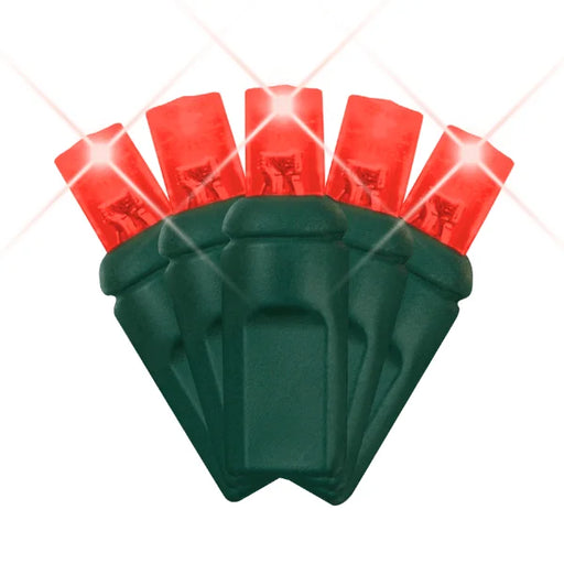 LED Mini Lights 5MM Red Twinkle on Green Wire with 6 Inch Spacing, 50 Bulbs per Strand