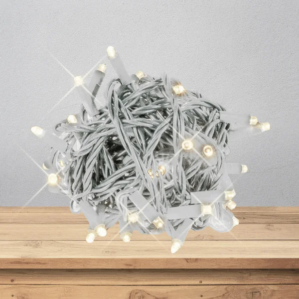 LED Mini Lights 5MM Warm White Twinkle on White Wire with 6 Inch Spacing