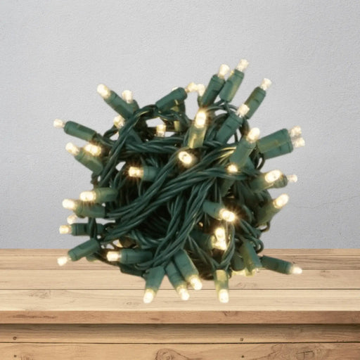 LED Mini Lights 5MM Warm White Twinkle on Green Wire with 6 Inch Spacing