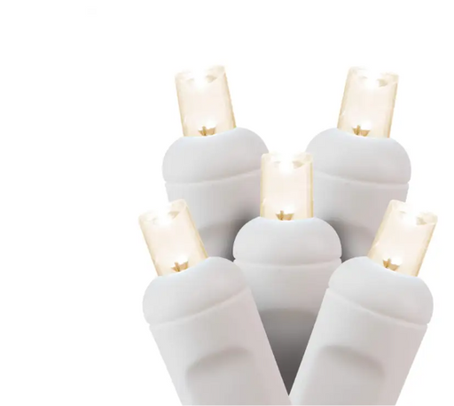 LED Mini Lights Warm White 6 Inch Spacing on White Wire with 50 Lights Strand