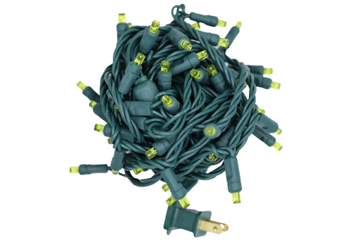 LED Mini Lights Yellow 4 Inch Spacing 70 Lights on Green Wire