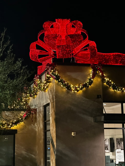 Large Red LED Holiday Bow illuminated for holiday decoration