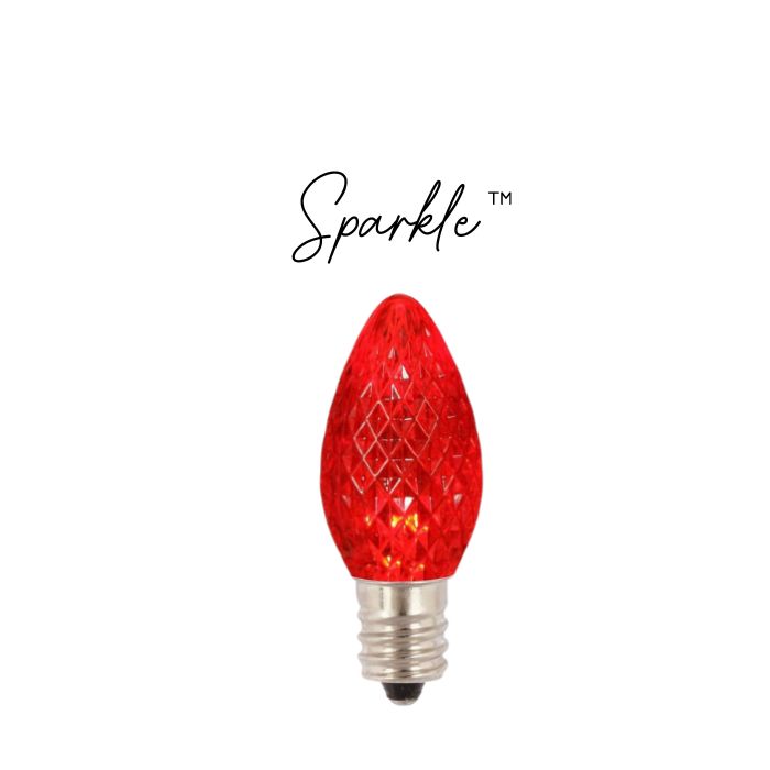 Sparkle C7 Faceted Red SMD LED Christmas Light Bulbs in a bag of 25