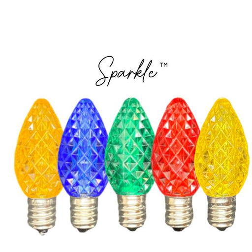 Sparkle C7 Multi Faceted SMD LED Bulbs in multicolor, bag of 25