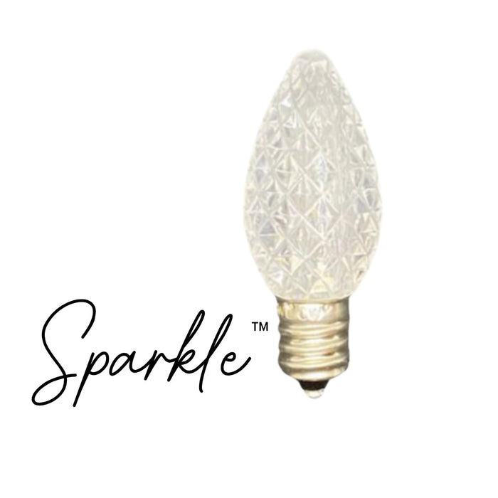 Sparkle C7 Pure White Faceted SMD LED Christmas Light Bulbs in a bag of 25