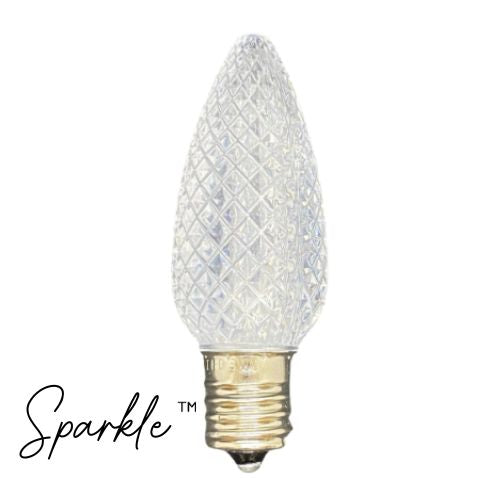 Sparkle C9 Pure White Faceted SMD LED Christmas Light Bulbs in a bag of 25