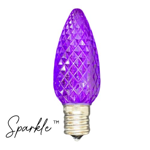 Sparkle C9 Purple Faceted SMD LED Christmas Light Bulbs - Bag of 25