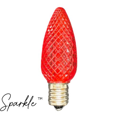 Sparkle C9 Red Faceted SMD LED Bulbs in a bag of 25 for holiday lighting