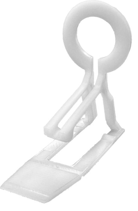 Tuff Tile Clip with circular C9 bulb holder and wide grip base, designed for secure installation on Spanish and cement tile roof edges.