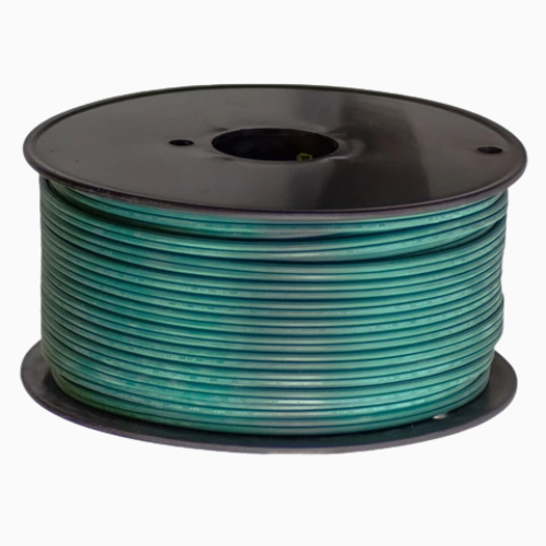 Spool of 1000 feet green SPT-1 bare electrical wire on plastic spool