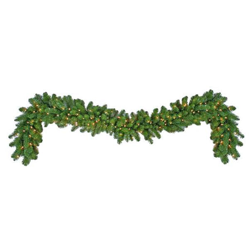 Anthem Greenery 9 foot by 14 inch pre-lit garland with 100 warm white LED lights